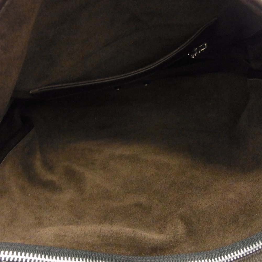 CHROME HEARTS クロムハーツ（原本有） MAIL BAG LG CRS メールバッグ ラージCHクロス レザー ショルダー バッグ ダークブラウン系【中古】