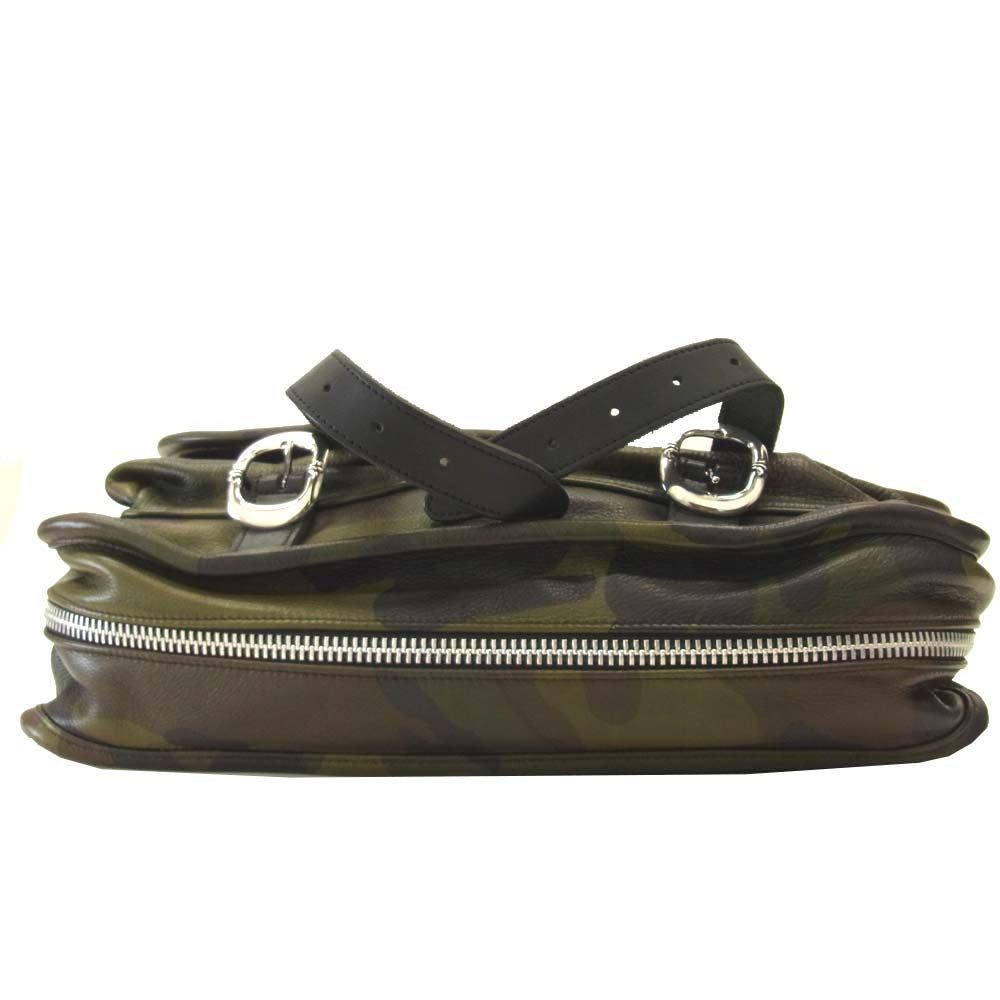 CHROME HEARTS クロムハーツ（原本有） セメタリークロスパッチ カモ レザー ラージ ショルダー バッグ グリーン系 2【中古】