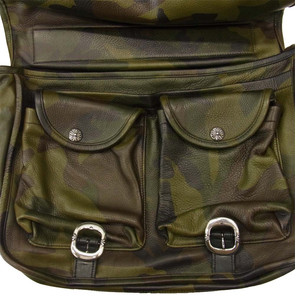 CHROME HEARTS クロムハーツ（原本有） セメタリークロスパッチ カモ レザー ラージ ショルダー バッグ グリーン系 2【中古】