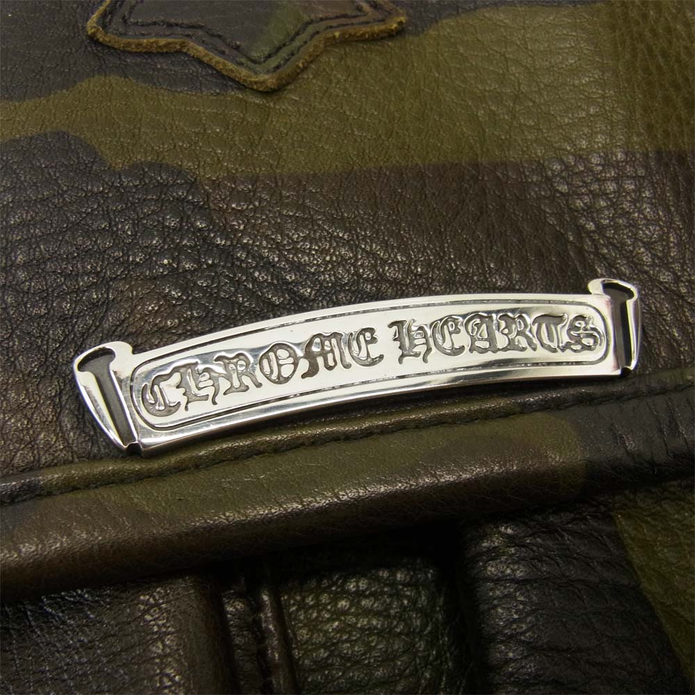 CHROME HEARTS クロムハーツ（原本有） セメタリークロスパッチ カモ レザー ラージ ショルダー バッグ グリーン系 2【中古】