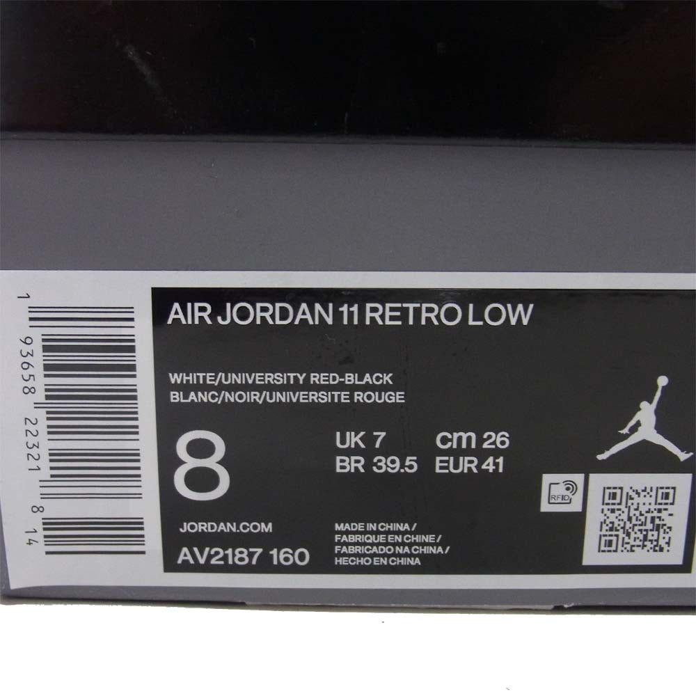 NIKE AIR JORDAN ナイキ ジョーダン AV2187 160 11 Retro Low Concord Bred スニーカー 白系×黒系 26cm【極上美品】【中古】