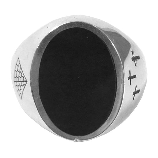 フリカ contact ring シルバー オニキス コンタクト リング シルバー系 ブラック系 20～21号【中古】