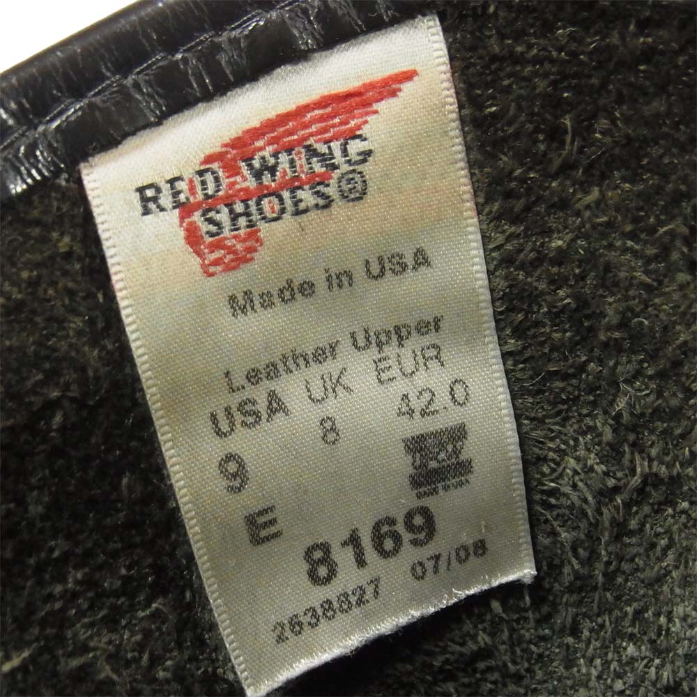 RED WING レッドウィング 8169 leather boots ペコス レザー ブーツ アメリカ製 ブラック系 USA9E【中古】