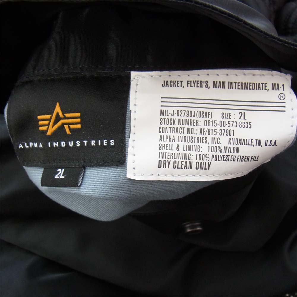 ALPHA アルファ 20004-5401 MA-1 TIGHT タイト ジャパンフィット ミリタリー ジャケット ブラック系 2L【中古】