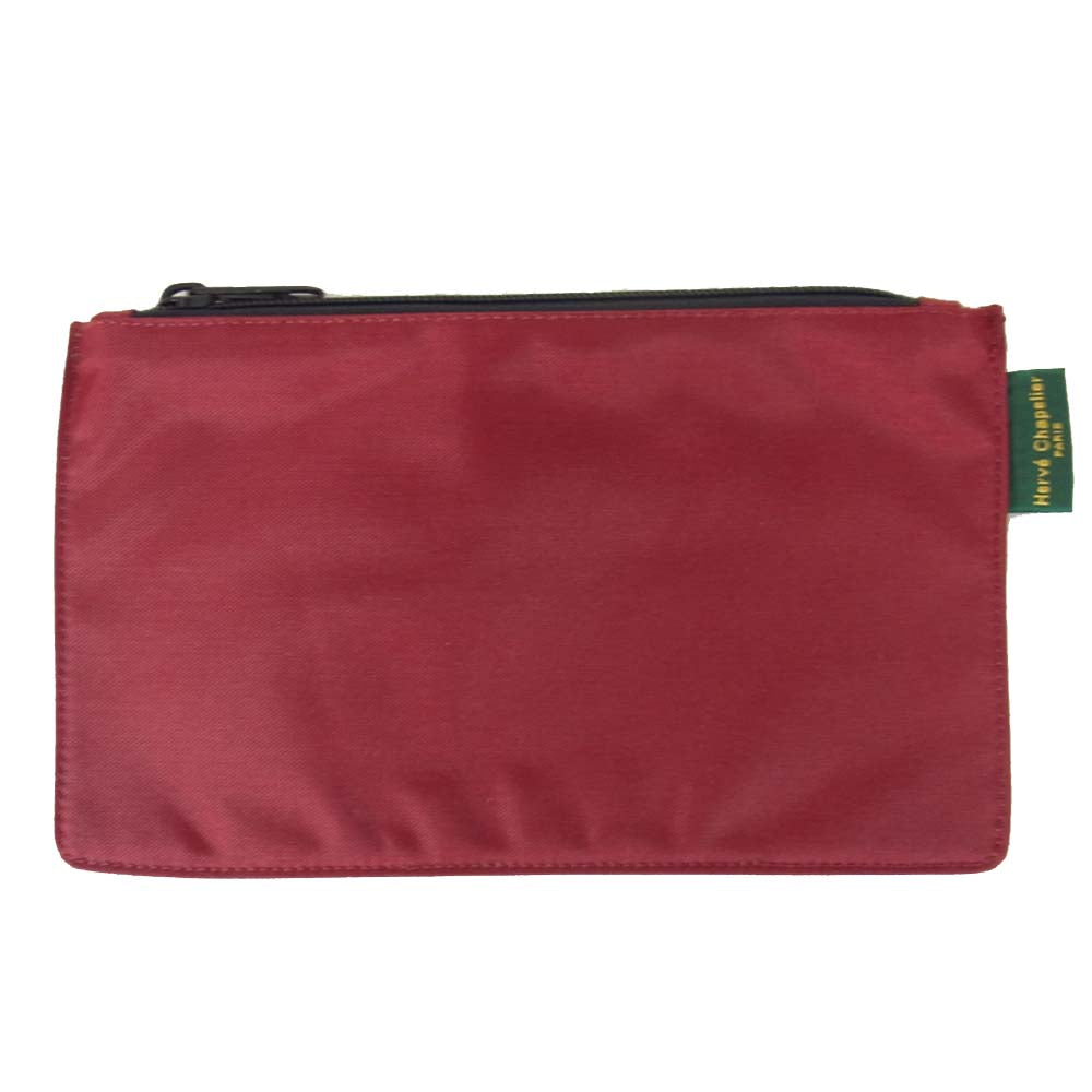 Herve Chapelier エルベ・シャプリエ 902N ナイロン フラットポーチM  グルナ エンジ系【美品】【中古】
