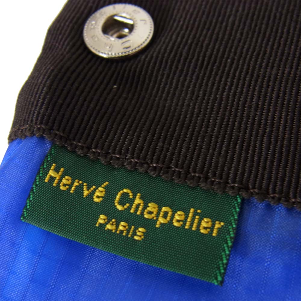 Herve Chapelier エルベ・シャプリエ パラシュート クロス ポーチ ブルー×ブラック ブルー系【新古品】【未使用】【中古】