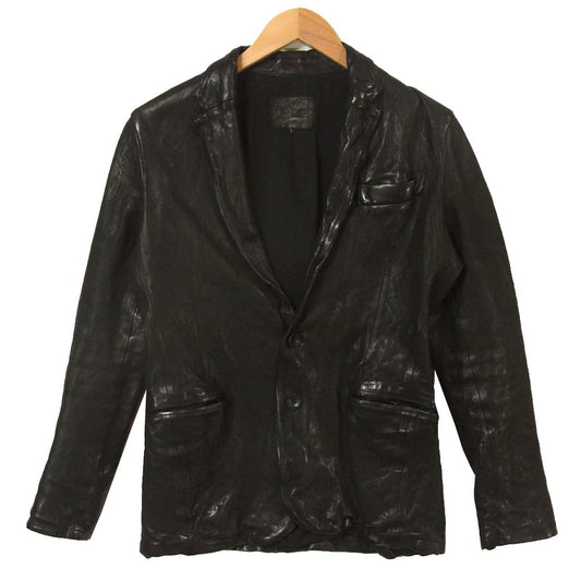 バックラッシュ 1708-03 レザー 2B テーラード ジャケット 牛革 日本製 ブラック系 S【中古】