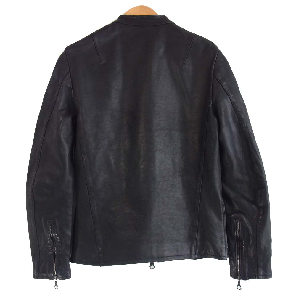 1636-02 グィディ ベビーカーフ 製品染め シングル ライダース ジャケット ブラック系 XS【中古】