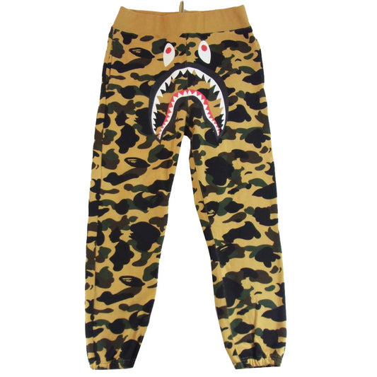 A BATHING APE アベイシングエイプ 16SS 001PTC301015X 1ST CAMO SHARK SWEAT PANTS カモ シャーク スウェット パンツ ベージュ系 L【美品】【中古】