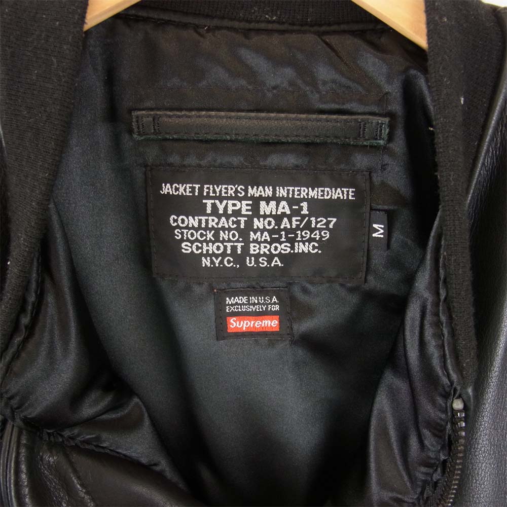 Supreme シュプリーム 13AW × shott ショット MA-1 レザー ジャケット ブラック系 M【中古】
