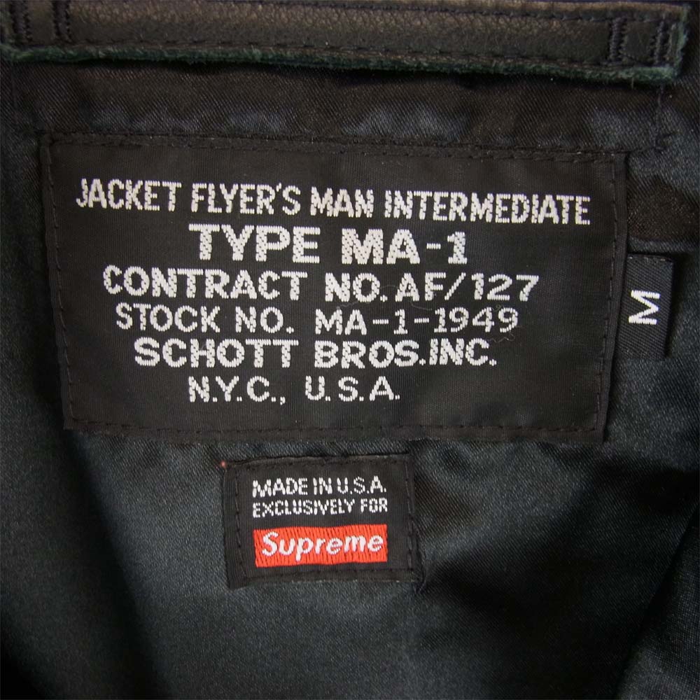 Supreme シュプリーム 13AW × shott ショット MA-1 レザー ジャケット ブラック系 M【中古】