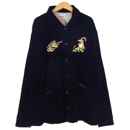 TENDERLOIN テンダーロイン T-SOUVENIR JKT 刺繍 ベロア スーベニア ジャケット ブラック系 M【美品】【中古】