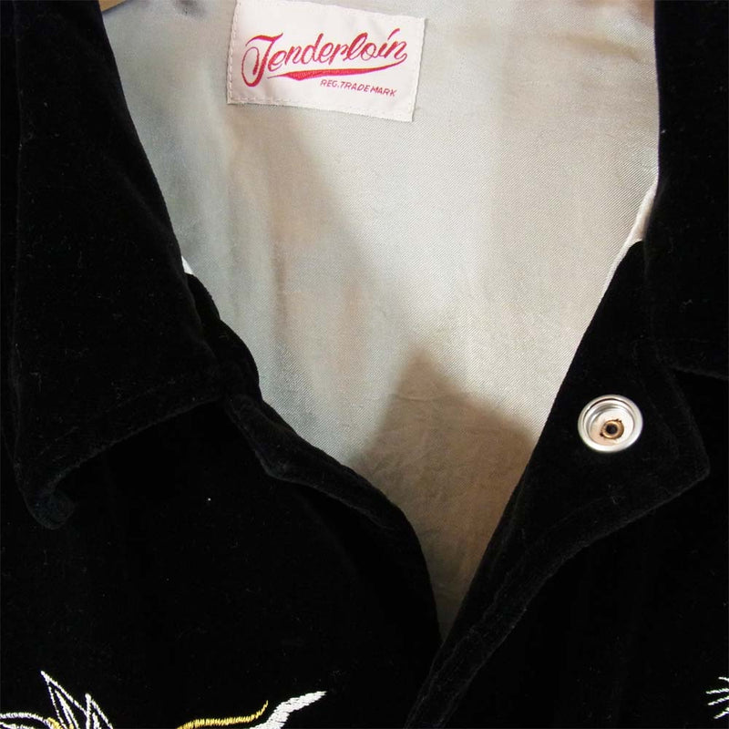 TENDERLOIN テンダーロイン T-SOUVENIR JKT 刺繍 ベロア スーベニア ジャケット ブラック系 M【美品】【中古】