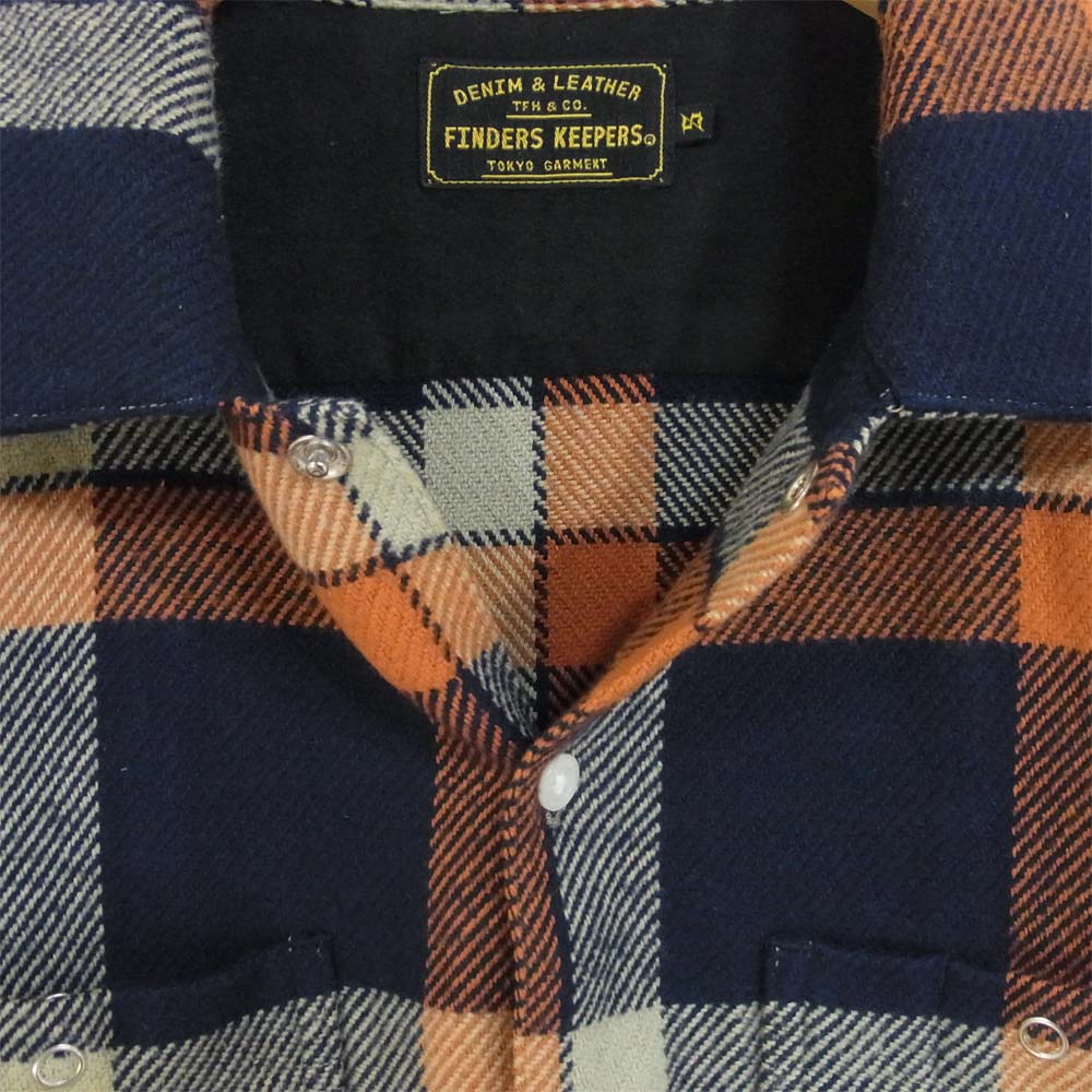 ファインダーズ キーパーズ 40631102 FK-FLANNEL WORK チェック フランネル シャツ オレンジ×ネイビー系 S【美品】【中古】