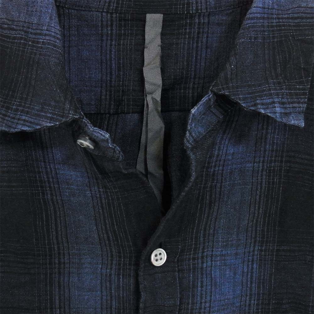 ATTACHMENT アタッチメント KS71-099 Li/Co シャンブレー オンブレー チェック レギュラー カラーシャツ L/S ネイビー系 1【中古】