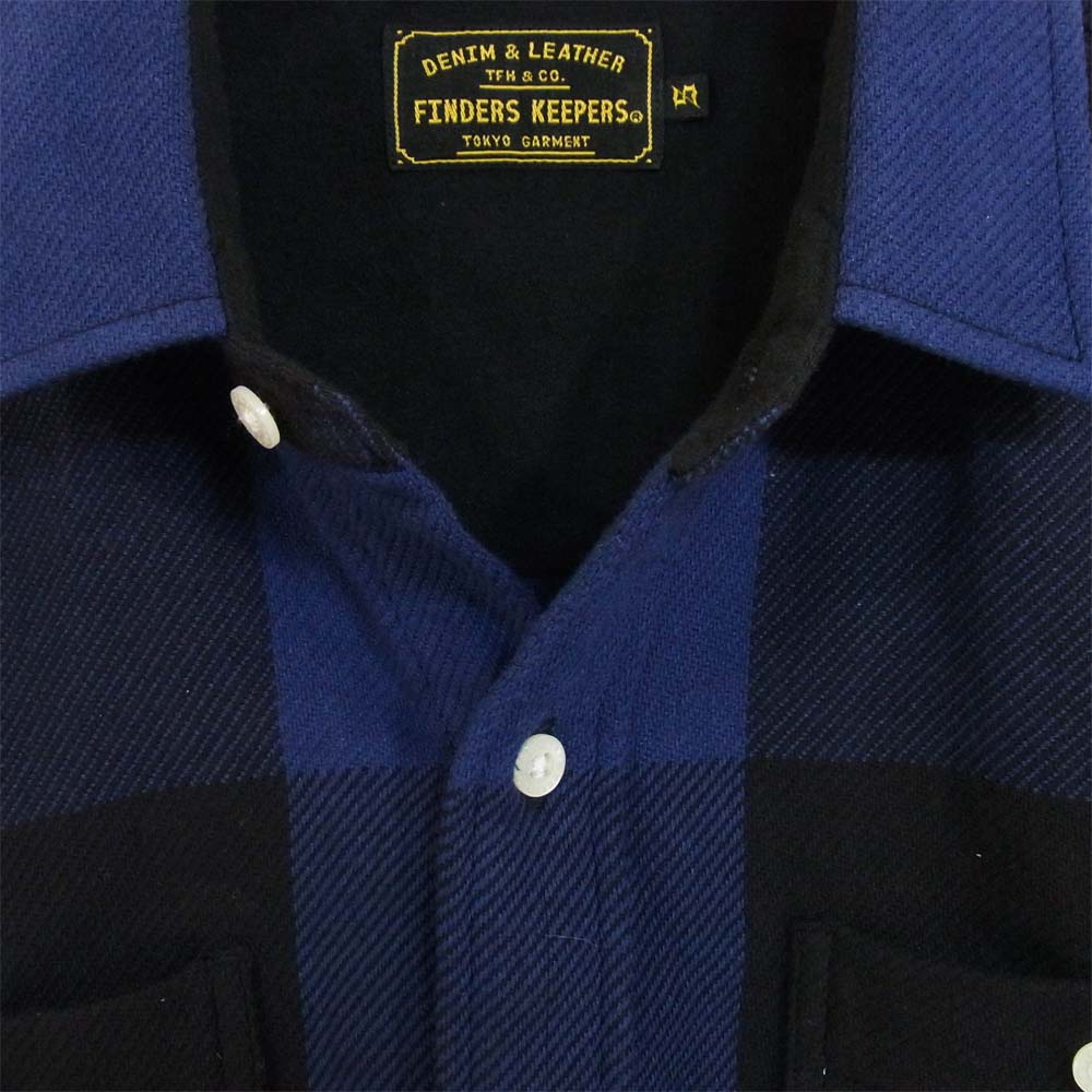 ファインダーズ キーパーズ 46031103 FK-BIG CHECK FLANNEL LONG チェック フランネル シャツ ブルー×ブラック系 S【中古】