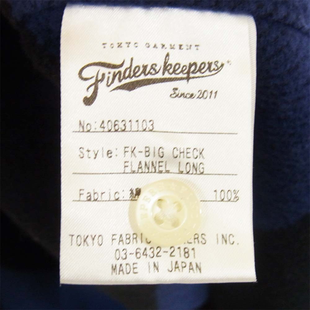 ファインダーズ キーパーズ 46031103 FK-BIG CHECK FLANNEL LONG チェック フランネル シャツ ブルー×ブラック系 S【中古】