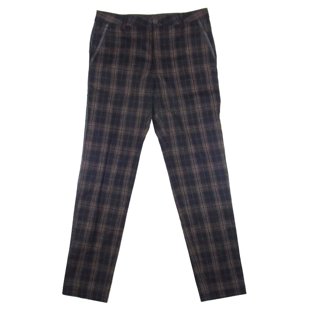 バックラッシュ 1231-01 ウール レザーサイドライン チェック パンツ ブラウン系 M【中古】