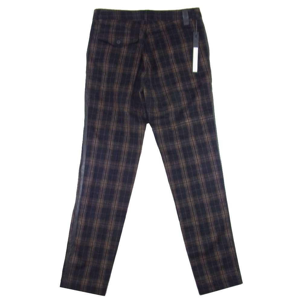 バックラッシュ 1231-01 ウール レザーサイドライン チェック パンツ ブラウン系 M【中古】