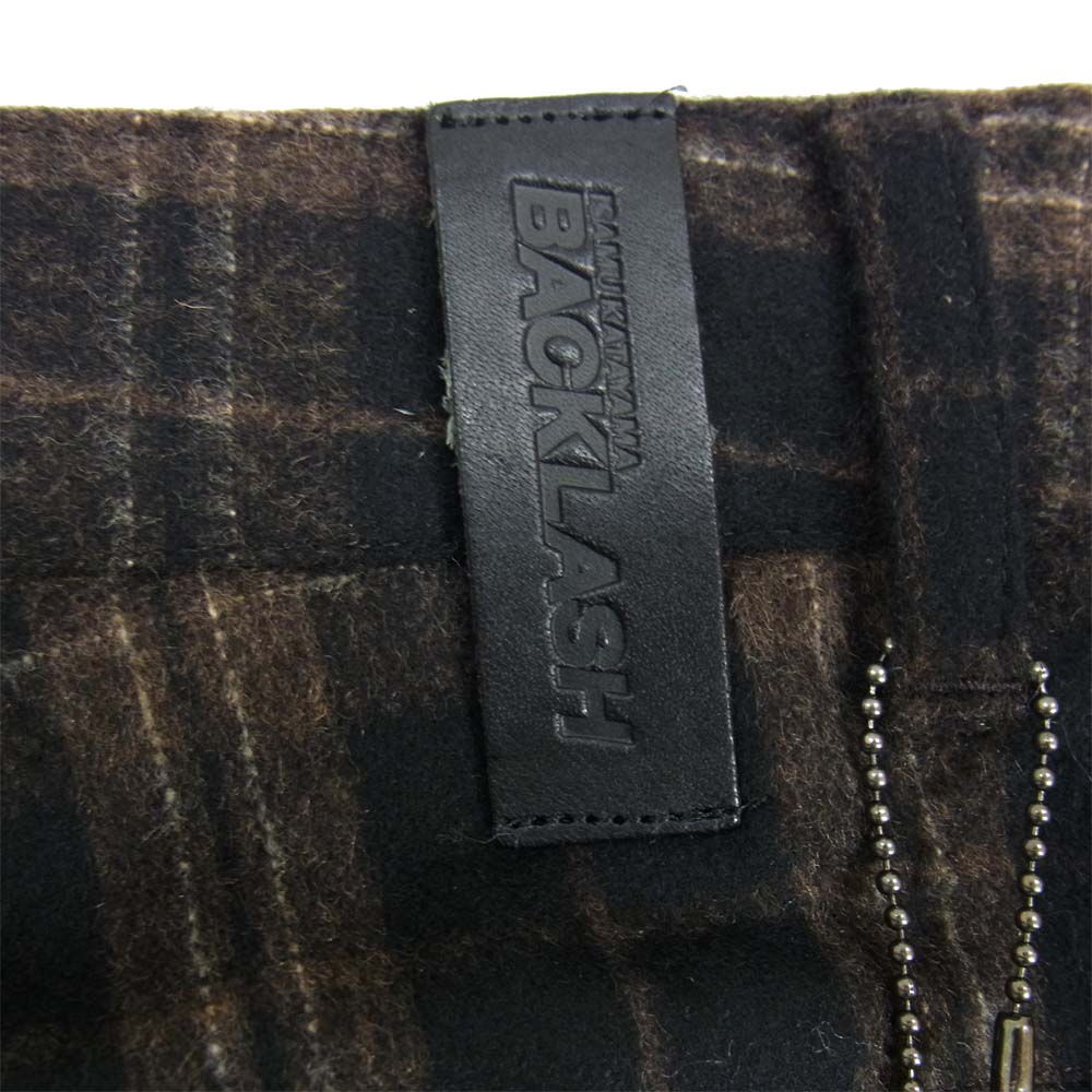 バックラッシュ 1231-01 ウール レザーサイドライン チェック パンツ ブラウン系 M【中古】