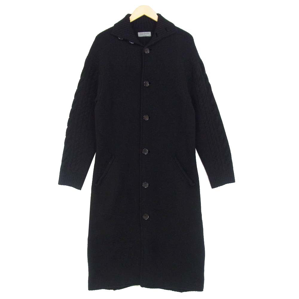 Yohji Yamamoto ヨウジヤマモト POUR HOMME プールオム 10AW THE MEN 4.1 HC-K58-972 ウールニット ハイネック ロングコート ブラック系 2【中古】