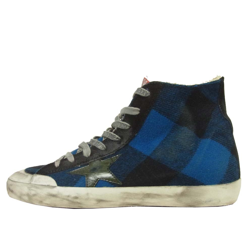 GOLDEN GOOSE ゴールデングース G25U591 FRANCY フランシー ハイカット ダメージ加工 スニーカー ブルー系 ブラック系 43【中古】