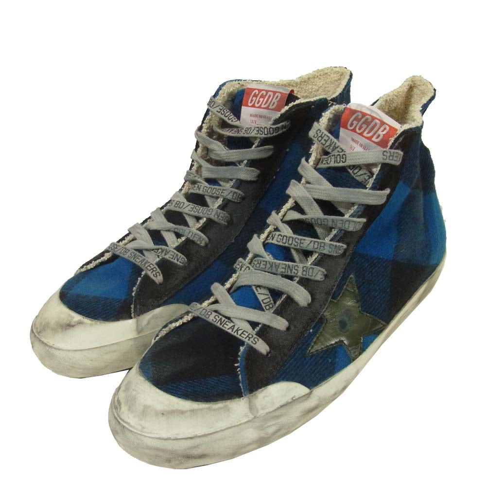 GOLDEN GOOSE ゴールデングース G25U591 FRANCY フランシー ハイカット ダメージ加工 スニーカー ブルー系 ブラック系 43【中古】