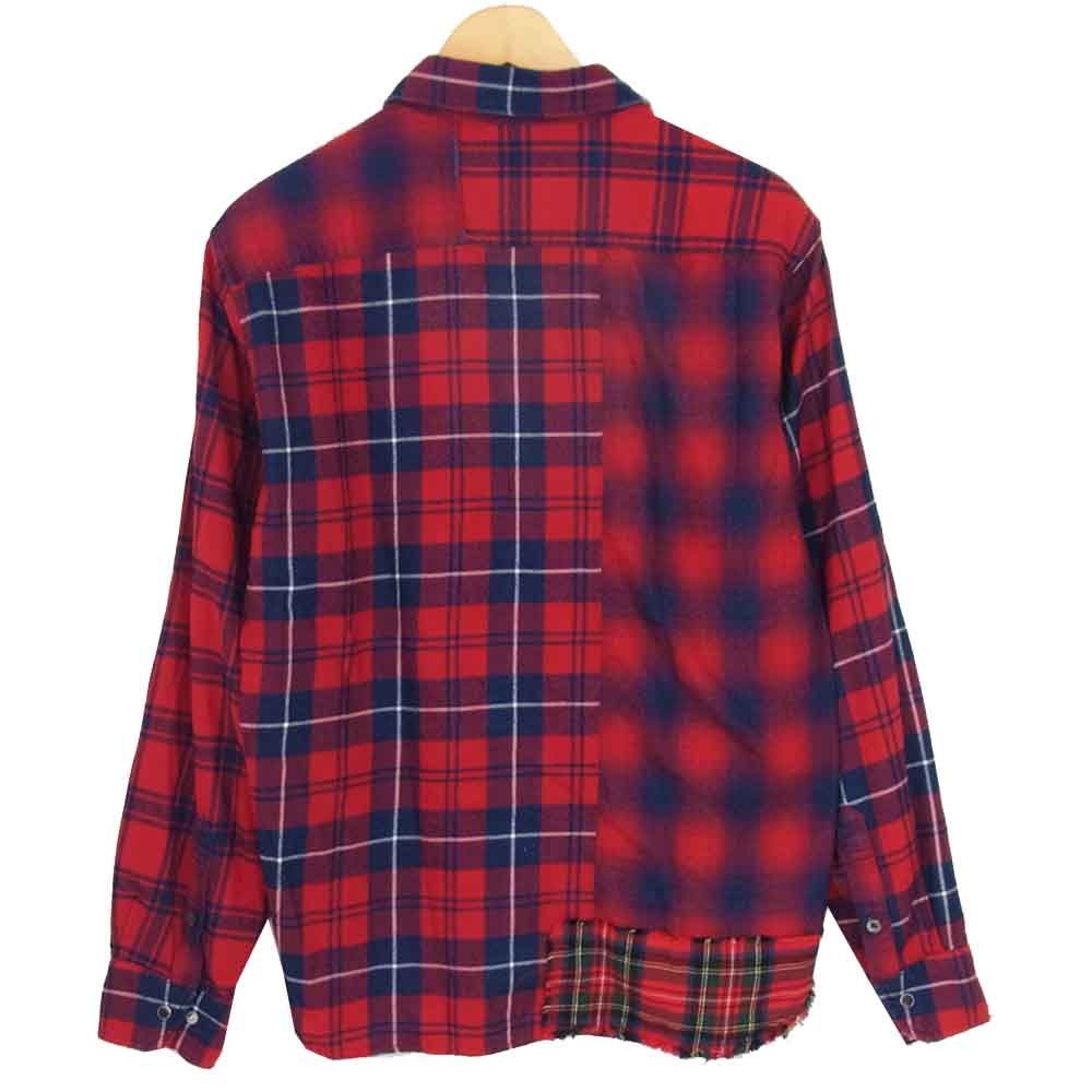 TMT ティーエムティー TSH-F1903 INDIGO CHECK PANEL SHIRTS インディゴ チェック パネル シャツ レッド系 L【中古】