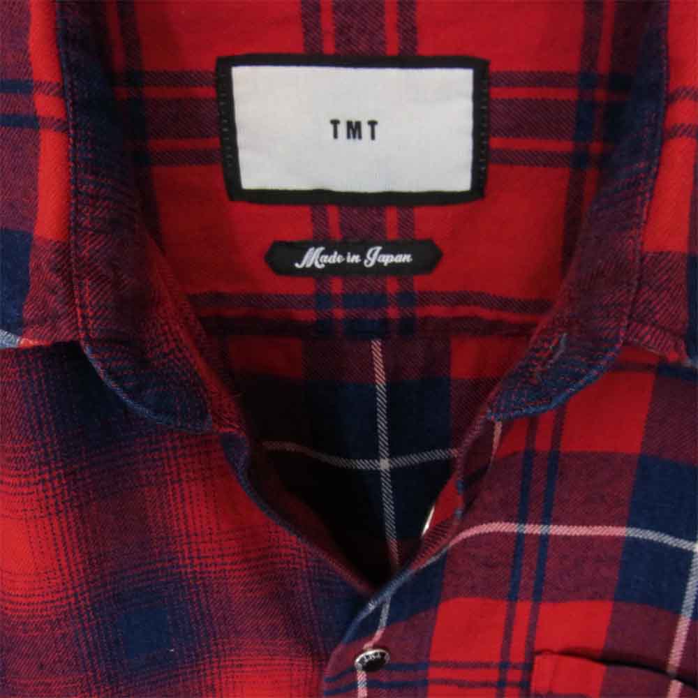 TMT ティーエムティー TSH-F1903 INDIGO CHECK PANEL SHIRTS インディゴ チェック パネル シャツ レッド系 L【中古】