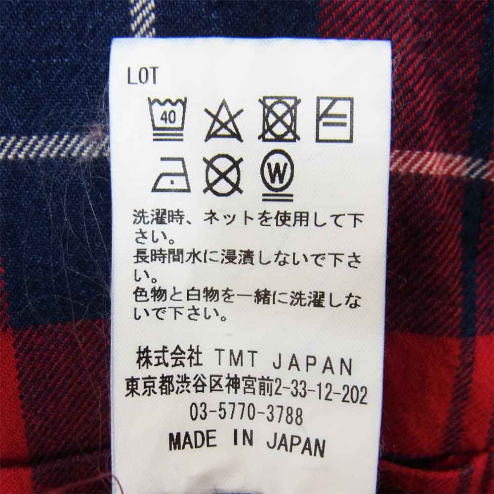 TMT ティーエムティー TSH-F1903 INDIGO CHECK PANEL SHIRTS インディゴ チェック パネル シャツ レッド系 L【中古】