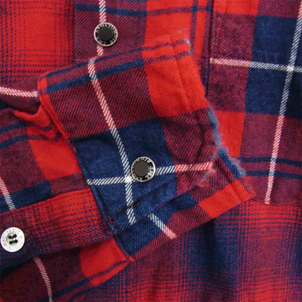 TMT ティーエムティー TSH-F1903 INDIGO CHECK PANEL SHIRTS インディゴ チェック パネル シャツ レッド系 L【中古】