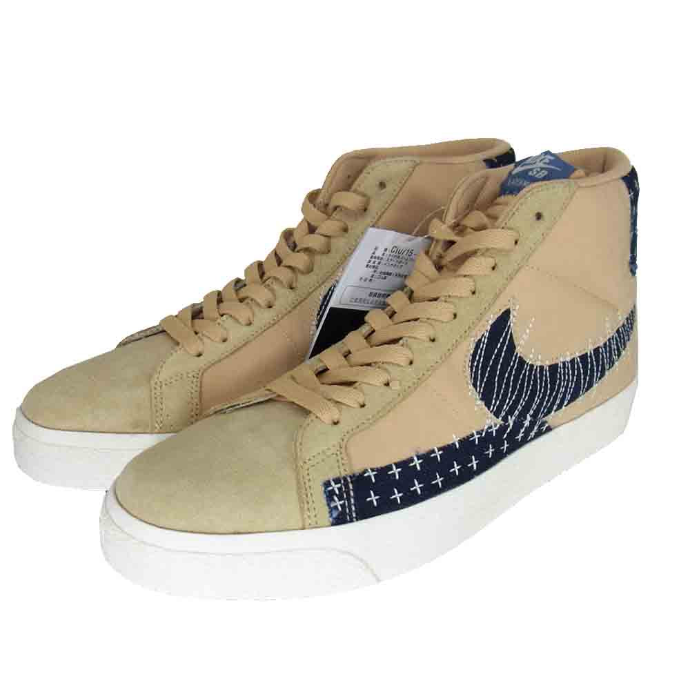 NIKE ナイキ CT0715-200 SB ZOOM BLAZER MID PRM 刺し子 スニーカー Sesame MysticNavy-Sail ベージュ系 28.5cm【新古品】【未使用】【中古】
