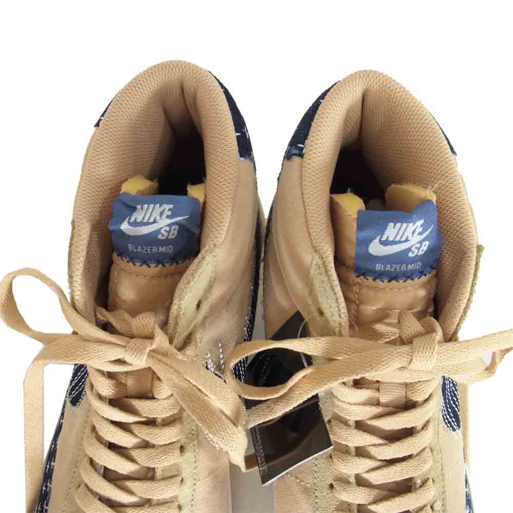 NIKE ナイキ CT0715-200 SB ZOOM BLAZER MID PRM 刺し子 スニーカー Sesame MysticNavy-Sail ベージュ系 28.5cm【新古品】【未使用】【中古】