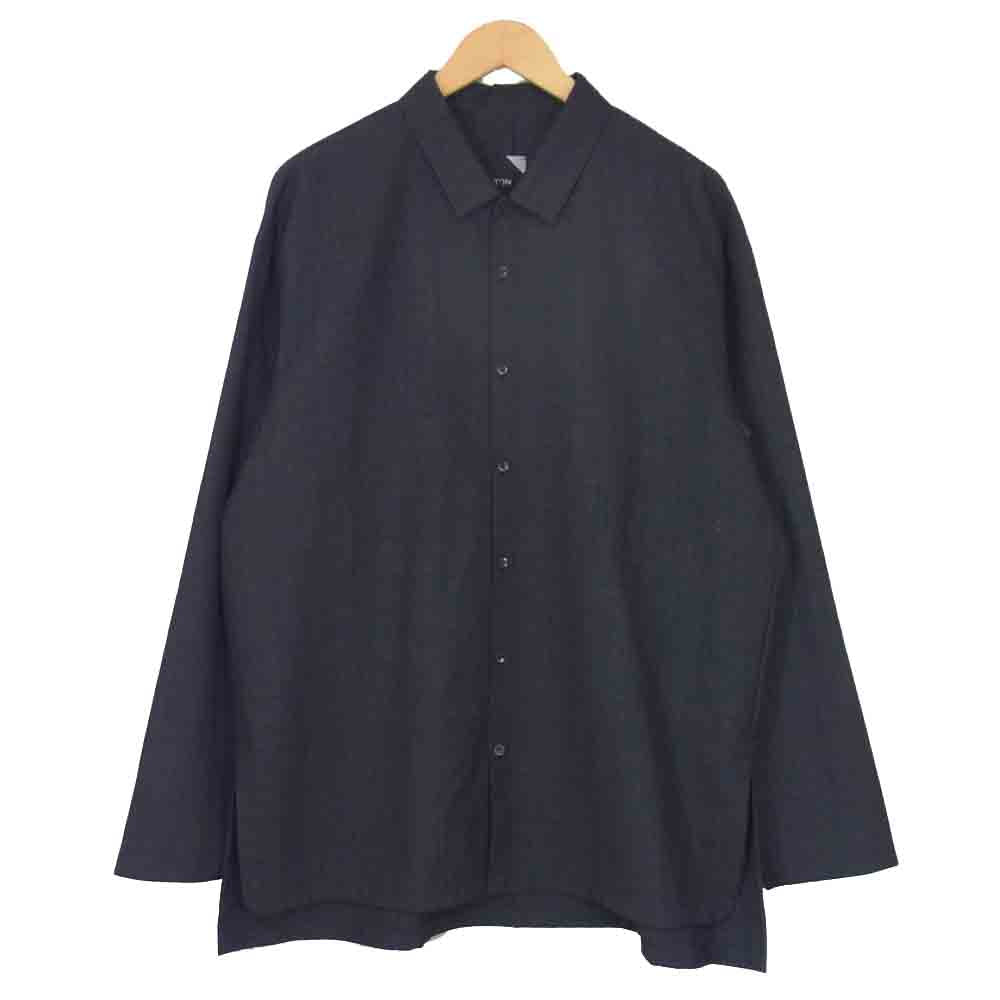 エイトン オーバーサイズ ウール シャツ ダークグレー系 06【中古】