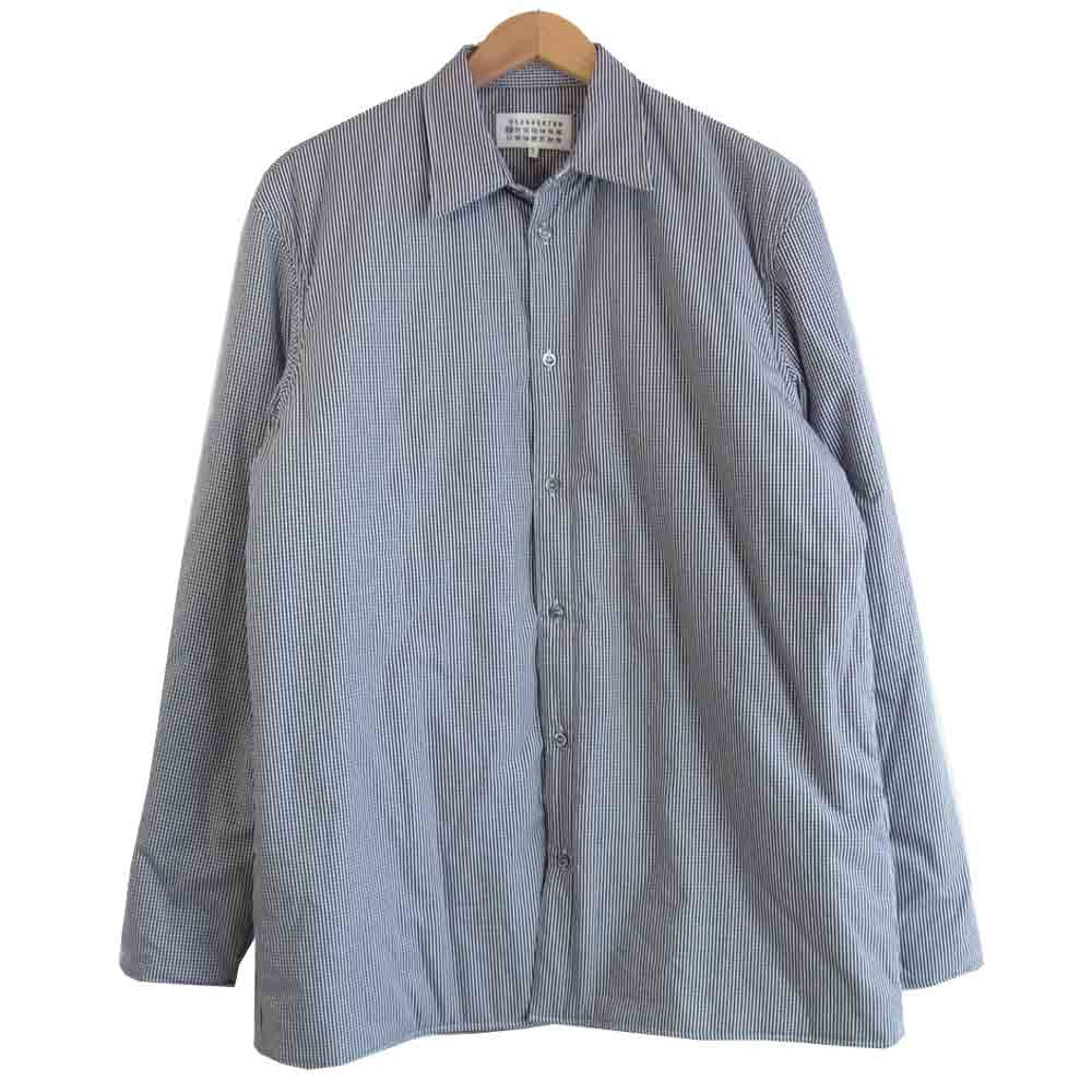 MAISON MARGIELA メゾンマルジェラ S50DL0449 MICRO CHECK PADDED SHIRT マイクロ チェック パッド シャツ 黒×白 39【中古】