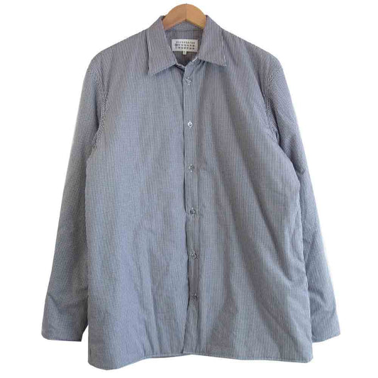 MAISON MARGIELA メゾンマルジェラ S50DL0449 MICRO CHECK PADDED SHIRT マイクロ チェック パッド シャツ 黒×白 39【中古】