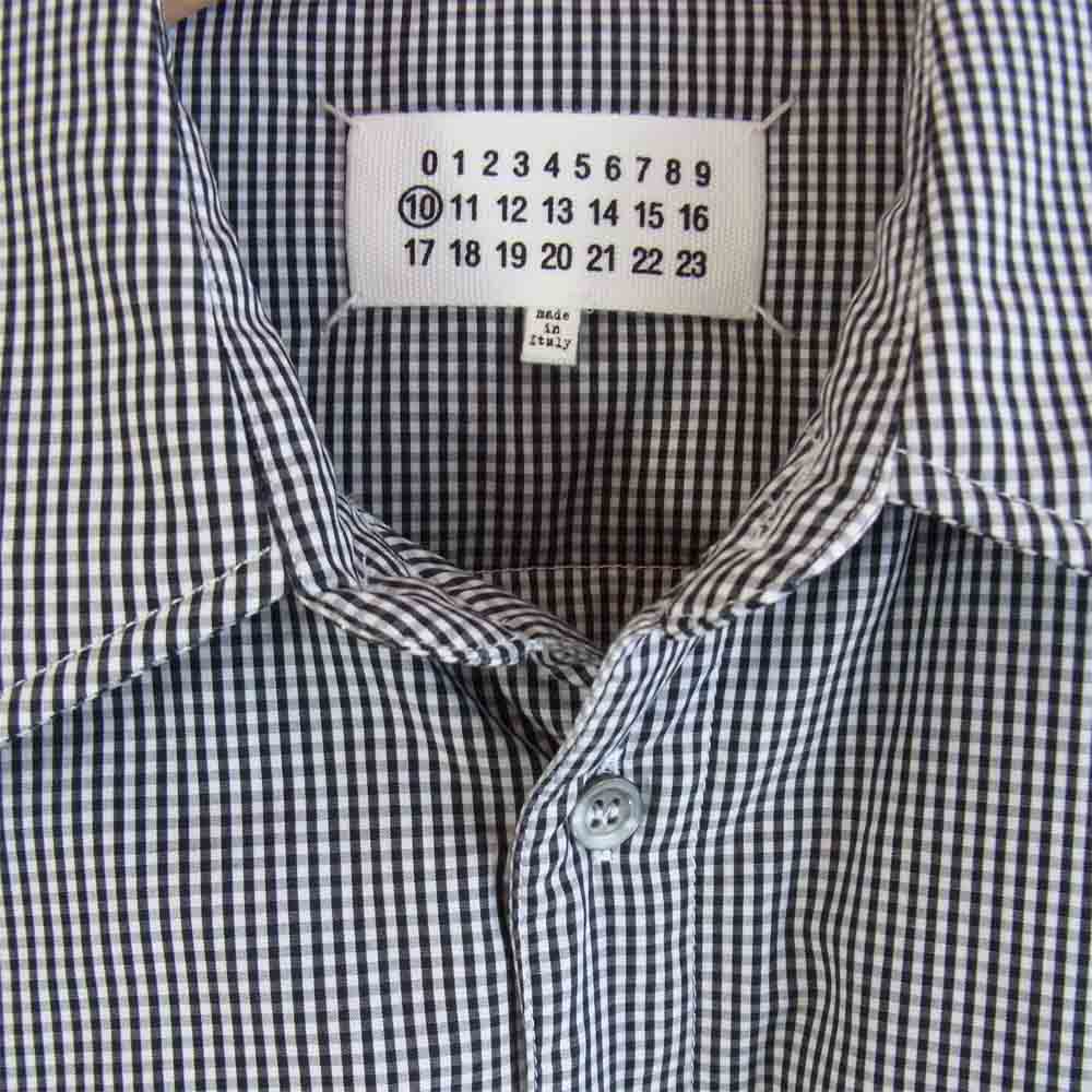 MAISON MARGIELA メゾンマルジェラ S50DL0449 MICRO CHECK PADDED SHIRT マイクロ チェック パッド シャツ 黒×白 39【中古】