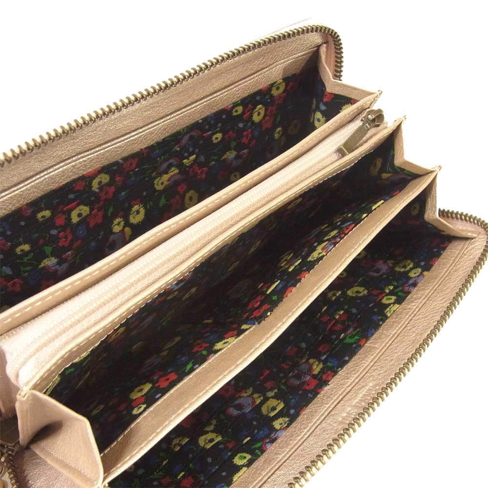 ANNA SUI アナスイ 313181 長財布 ラウンド ファスナー ダリア 中国製 ベージュ系【新古品】【未使用】【中古】