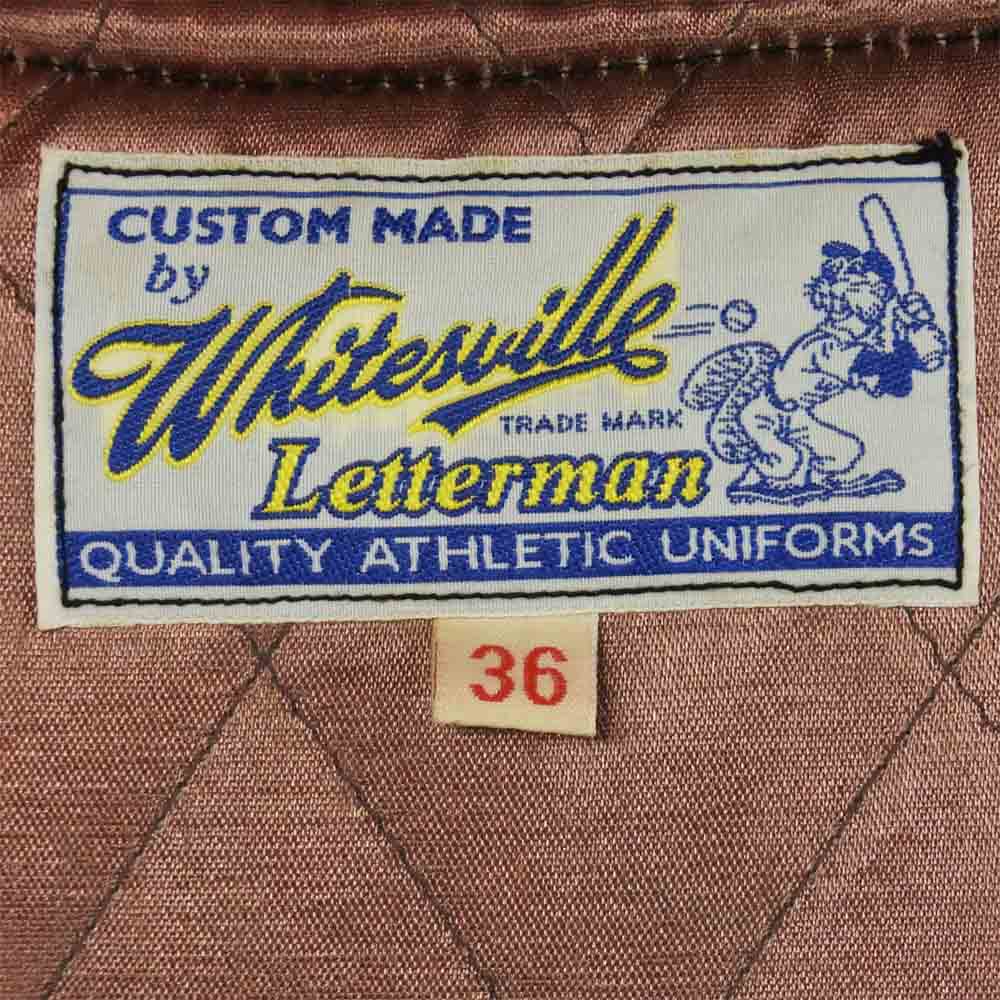 WHITESVILLE ホワイツビル WV10490 / 491 レザー切替 ワッペン スタジャン アワードジャケット ブラック系 36【中古】