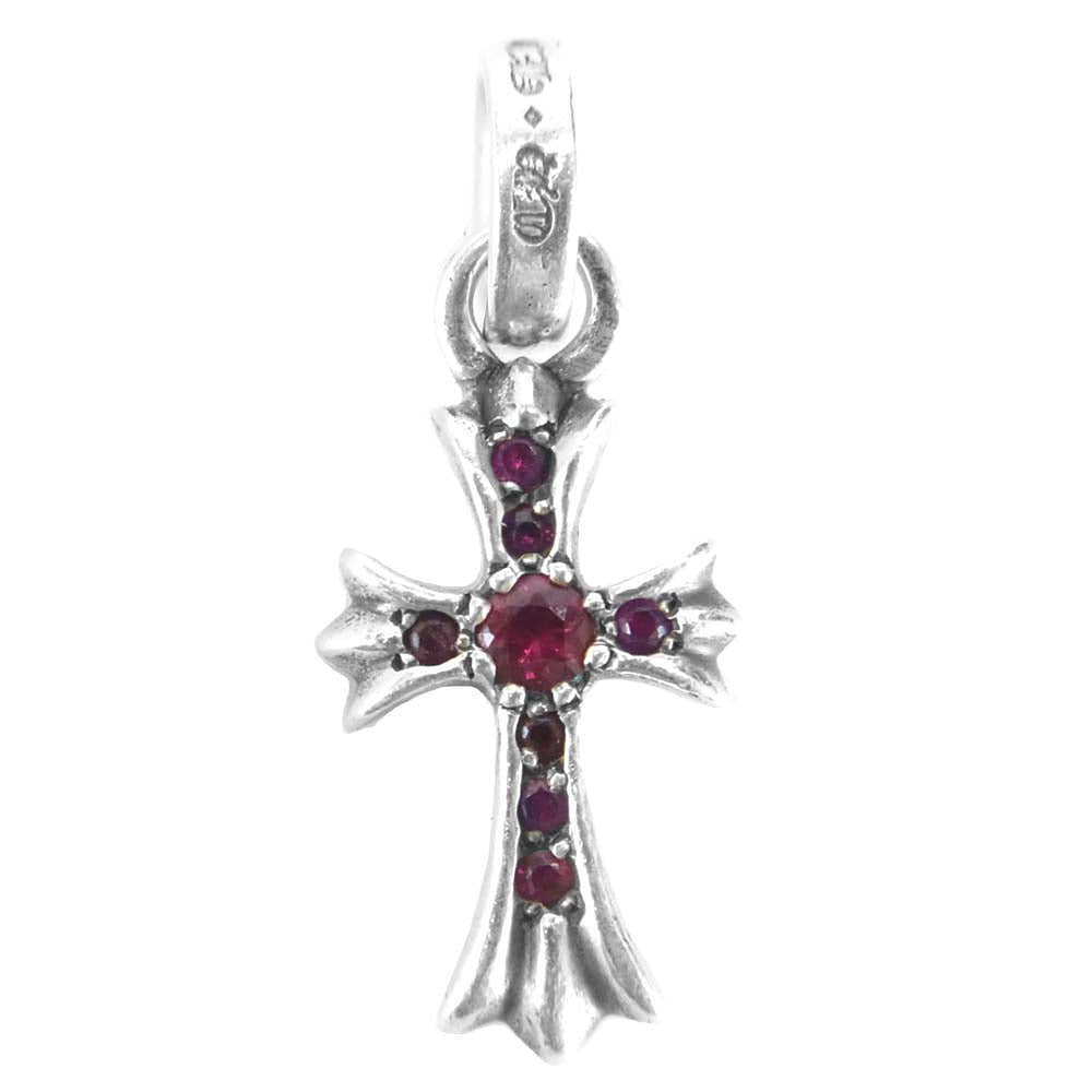 CHROME HEARTS クロムハーツ（原本無） ベイビーファット パヴェ ルビー ベビーファット クロス SV ペンダント トップ シルバー系【中古】