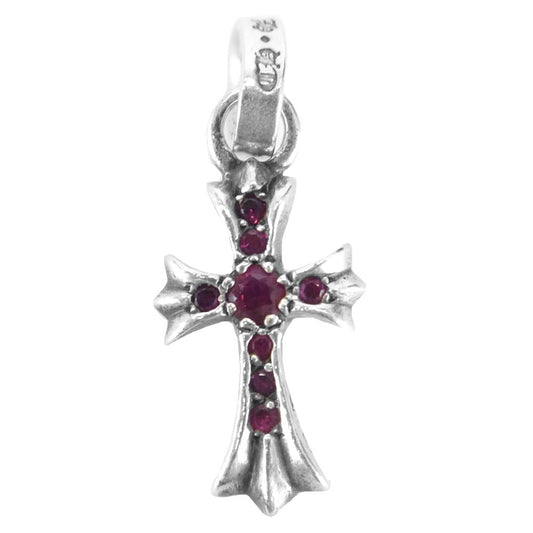 CHROME HEARTS クロムハーツ（原本無） ベイビーファット パヴェ ルビー ベビーファット クロス SV ペンダント トップ シルバー系【中古】