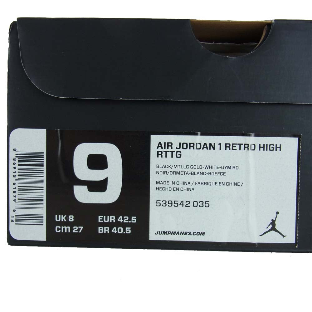 NIKE ナイキ 539542 035 AIR JORDAN 1 RETRO HIGH RTTG エアジョーダン1 レトロハイ ロード トゥ ザ ゴールド ラスベガス 黒系×白系 27cm【極上美品】【中古】