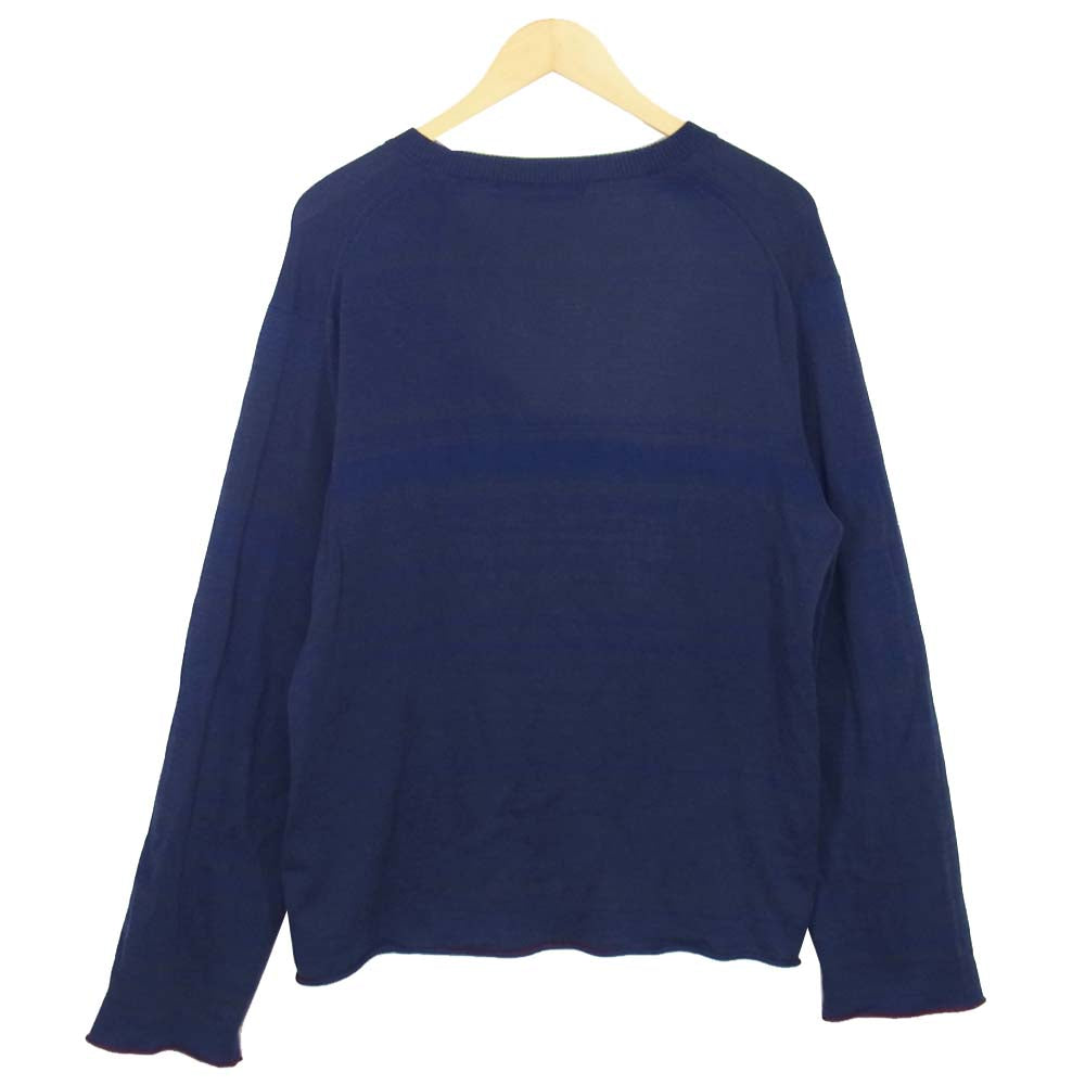 COMME des GARCONS コムデギャルソン コットン レーヨン 混紡 Vネック ニット ネイビー系 M【中古】