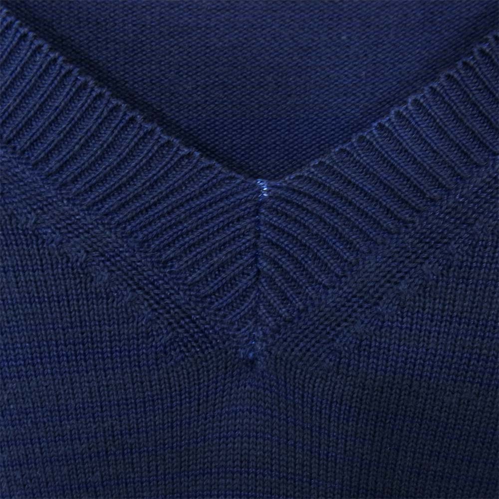 COMME des GARCONS コムデギャルソン コットン レーヨン 混紡 Vネック ニット ネイビー系 M【中古】