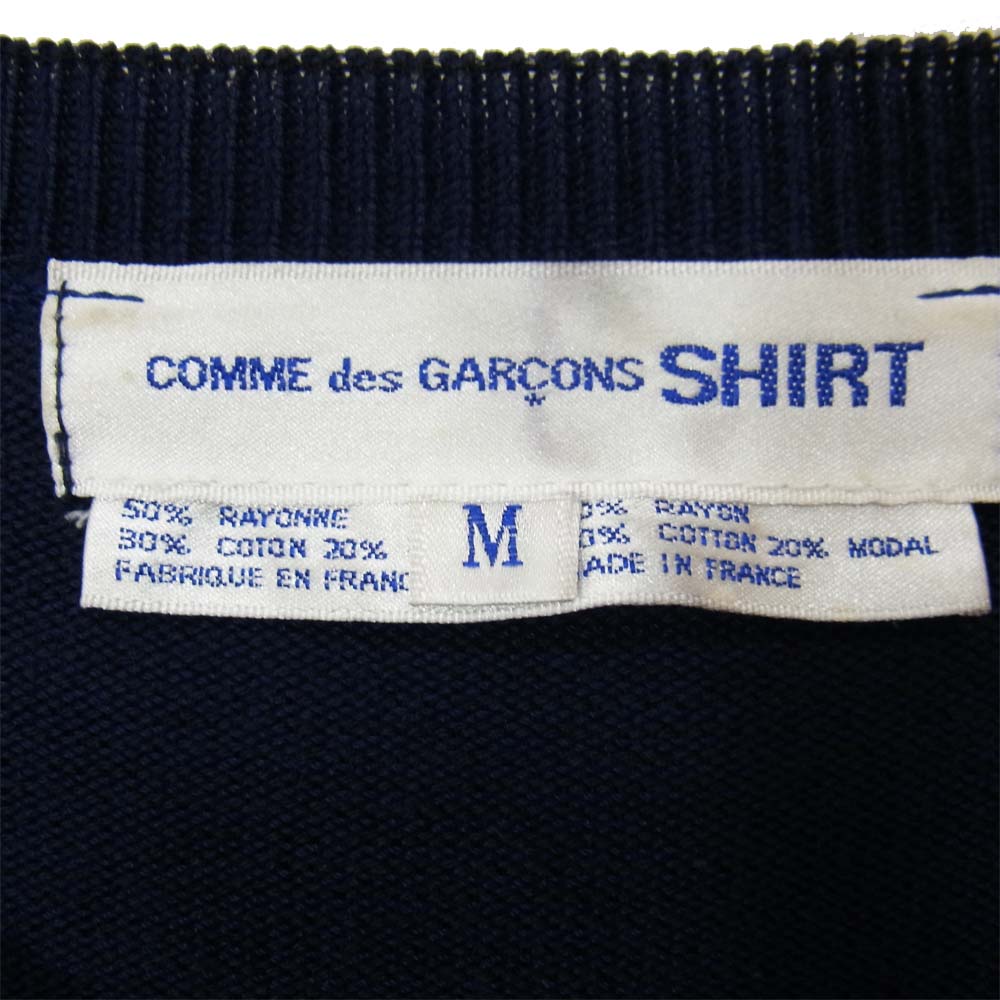 COMME des GARCONS コムデギャルソン コットン レーヨン 混紡 Vネック ニット ネイビー系 M【中古】