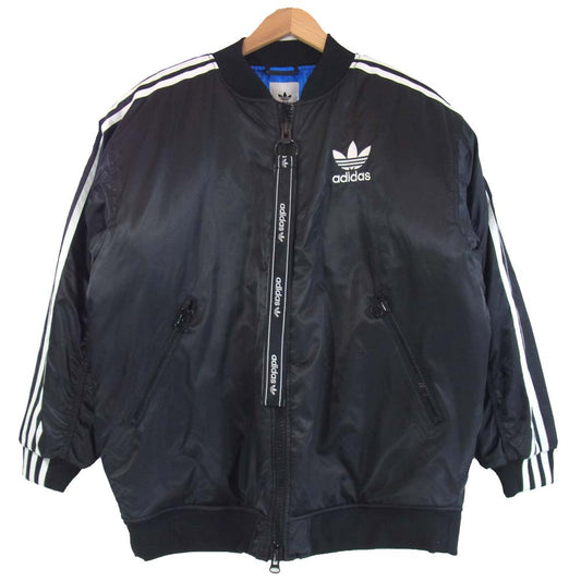 adidas アディダス スリーストライプ ボマー ブルゾン ジャケット ブラック系 L【極上美品】【中古】