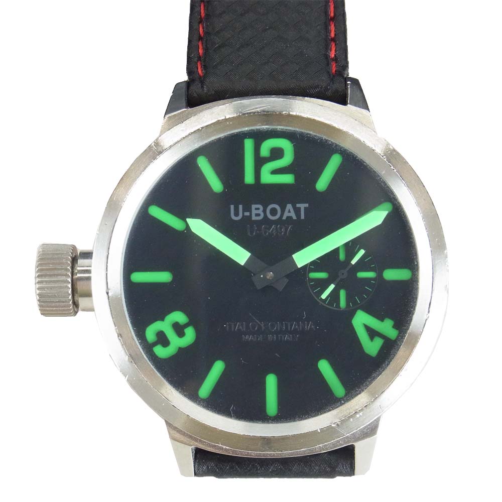 ユーボート U-6497 フライトデック 裏スケ 手巻き 腕時計 シルバー系 ブラック系【中古】