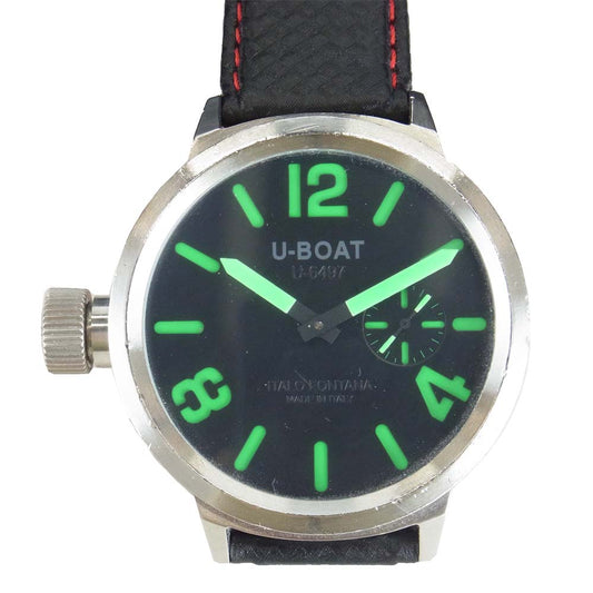 ユーボート U-6497 フライトデック 裏スケ 手巻き 腕時計 シルバー系 ブラック系【中古】
