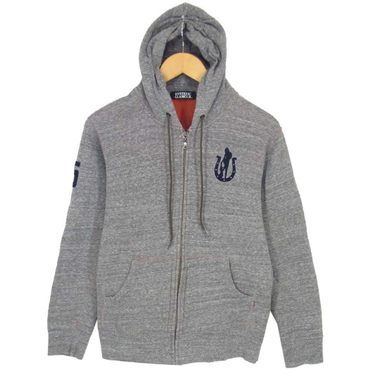 HYSTERIC GLAMOUR ヒステリックグラマー 0241CF07 ガール ホースシュー 刺繍　ジップ パーカー グレー系 M【中古】