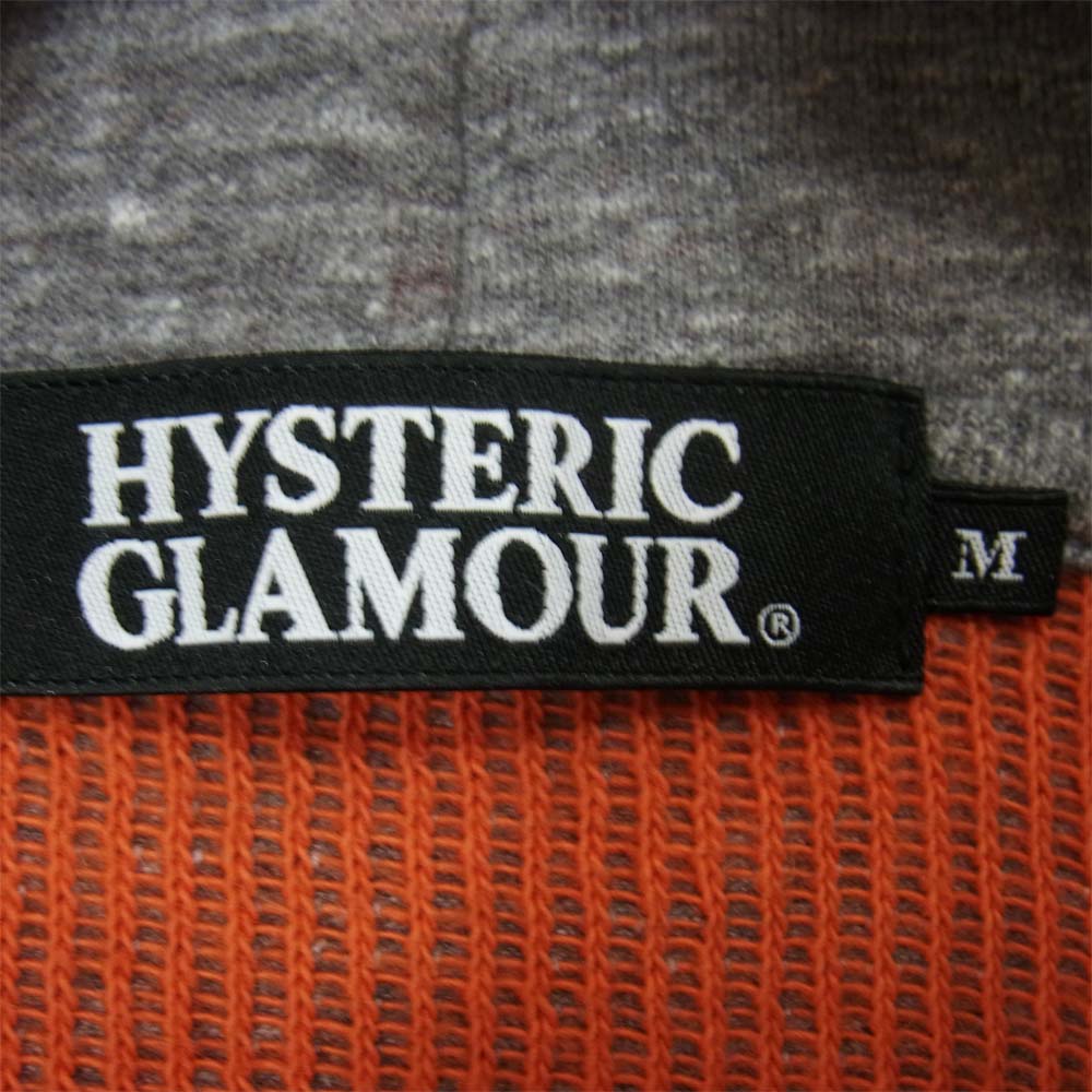 HYSTERIC GLAMOUR ヒステリックグラマー 0241CF07 ガール ホースシュー 刺繍　ジップ パーカー グレー系 M【中古】
